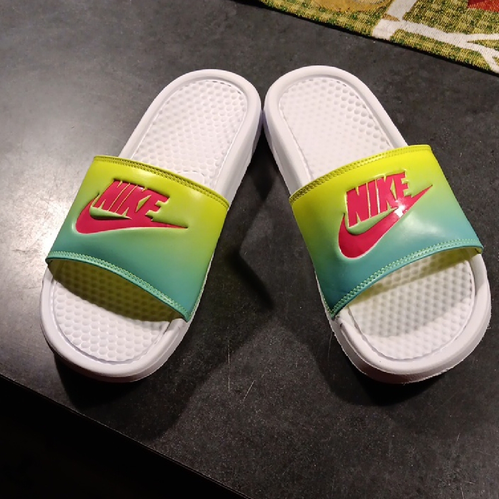Nike Slide Sandals - Yellow and Teal